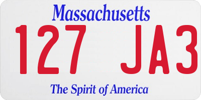 MA license plate 127JA3