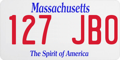 MA license plate 127JB0