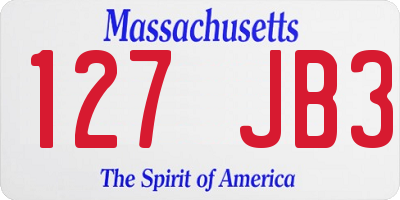 MA license plate 127JB3