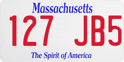 MA license plate 127JB5