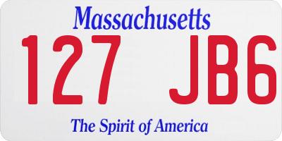 MA license plate 127JB6