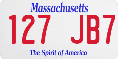 MA license plate 127JB7