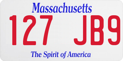 MA license plate 127JB9