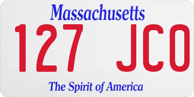 MA license plate 127JC0