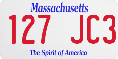 MA license plate 127JC3