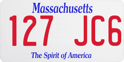 MA license plate 127JC6