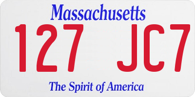 MA license plate 127JC7