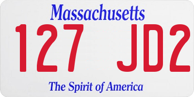 MA license plate 127JD2