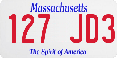 MA license plate 127JD3