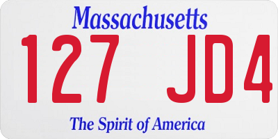 MA license plate 127JD4