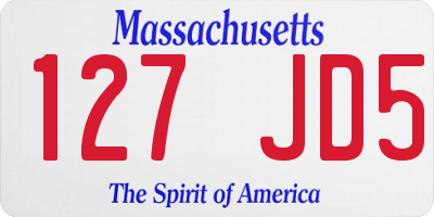 MA license plate 127JD5