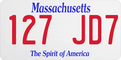 MA license plate 127JD7