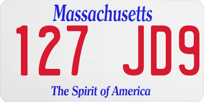MA license plate 127JD9