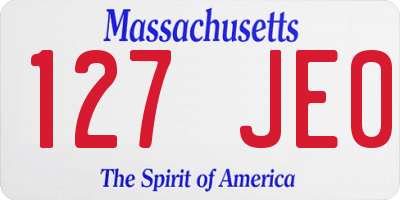 MA license plate 127JE0