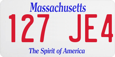 MA license plate 127JE4