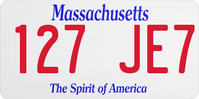 MA license plate 127JE7