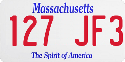 MA license plate 127JF3