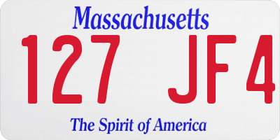 MA license plate 127JF4