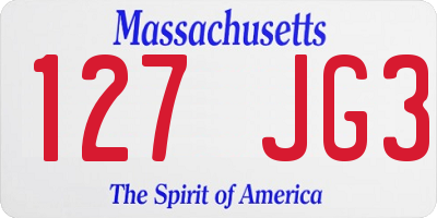 MA license plate 127JG3