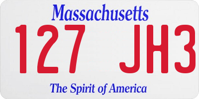 MA license plate 127JH3