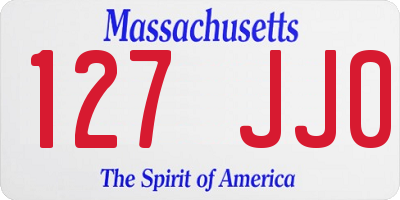 MA license plate 127JJ0