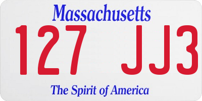 MA license plate 127JJ3