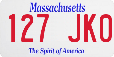 MA license plate 127JK0