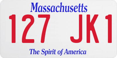MA license plate 127JK1