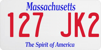 MA license plate 127JK2
