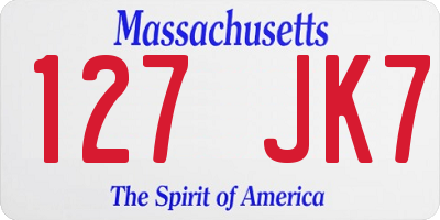MA license plate 127JK7