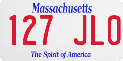 MA license plate 127JL0