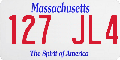 MA license plate 127JL4
