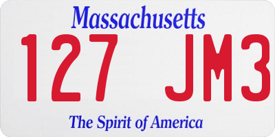 MA license plate 127JM3