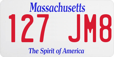 MA license plate 127JM8