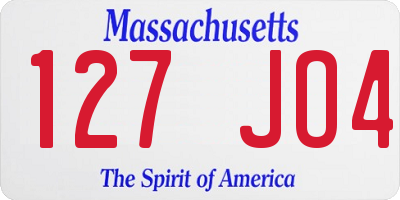 MA license plate 127JO4
