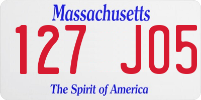 MA license plate 127JO5