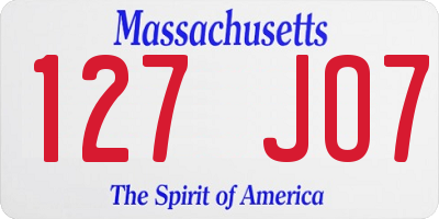 MA license plate 127JO7