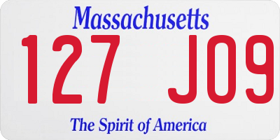 MA license plate 127JO9