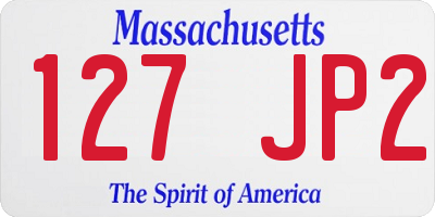 MA license plate 127JP2