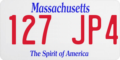 MA license plate 127JP4