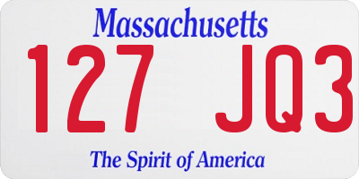 MA license plate 127JQ3