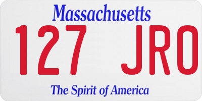 MA license plate 127JR0