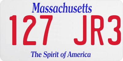 MA license plate 127JR3
