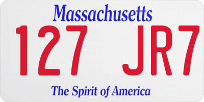 MA license plate 127JR7