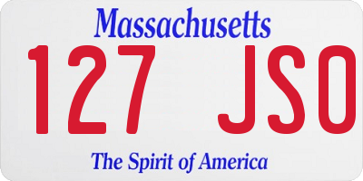MA license plate 127JS0