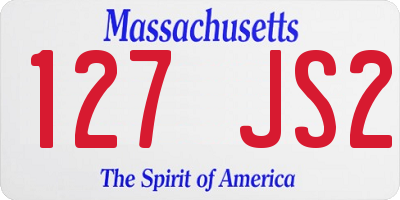 MA license plate 127JS2