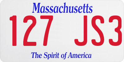 MA license plate 127JS3