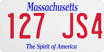 MA license plate 127JS4
