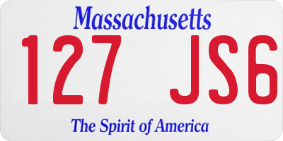 MA license plate 127JS6