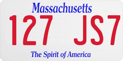 MA license plate 127JS7